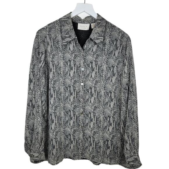 Dana B & Karen 100% Silk Animal Print Shirt and Pants Set - Size 12 - Picture 2 of 10